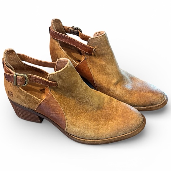 Born Carin Brown Tan Suede Leather Ankle Boots, size 8M, Western Cowgirl Prairie - Picture 1 of 14
